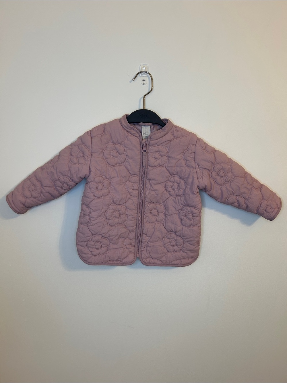 H&M Quilted Floral Baby Jacket in Dusty Pink, Size 18 Months